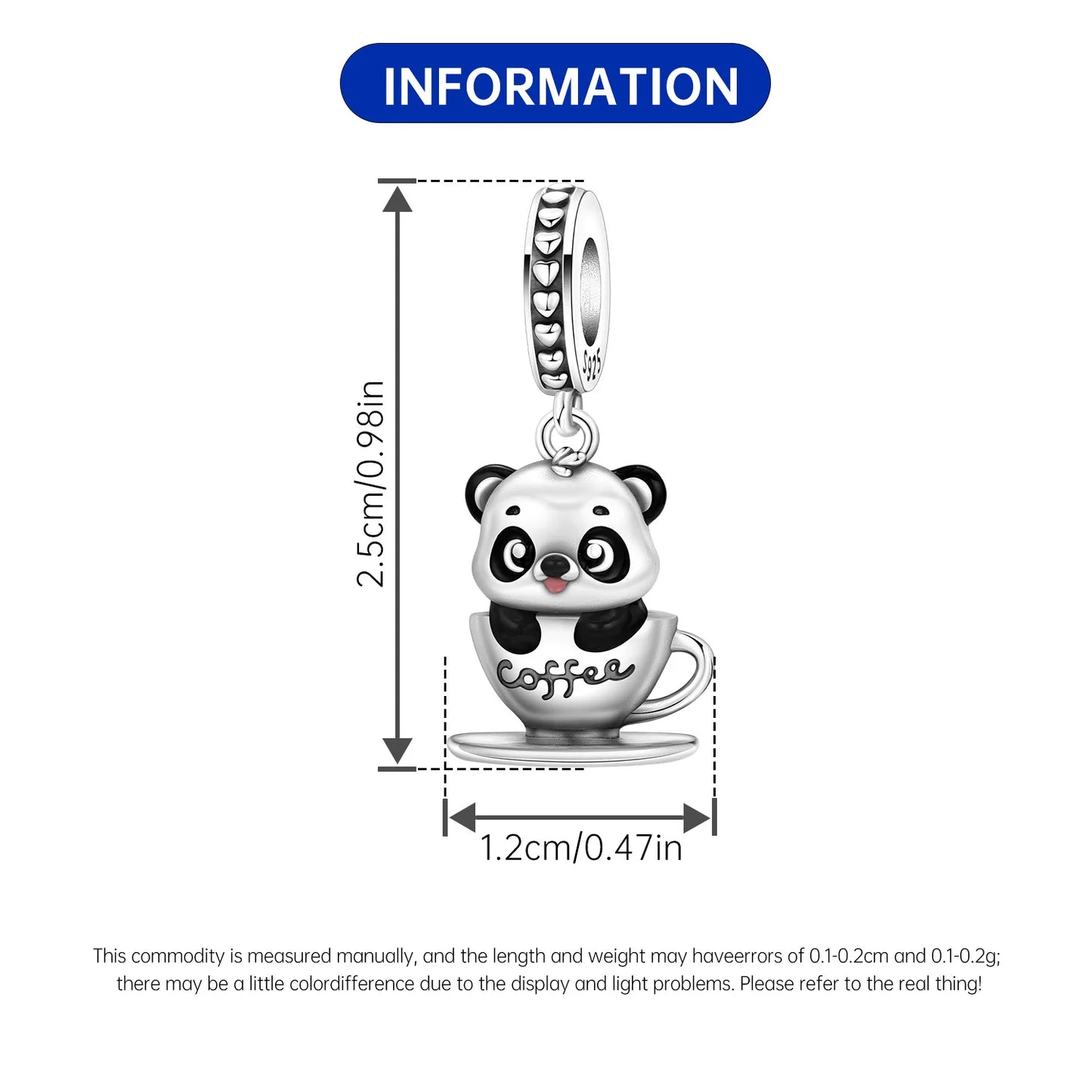 πΌβ 925 Sterling Silver Panda Coffee Cup Charm β Compatible Bead