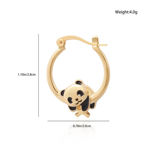 πΌβ¨ Gold Panda Hoop Earrings β Cute, Minimal & Elegant