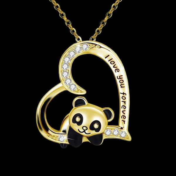 💛🐼 “I Love You Forever” Panda Heart Necklace
