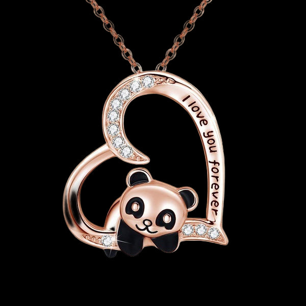 💛🐼 “I Love You Forever” Panda Heart Necklace