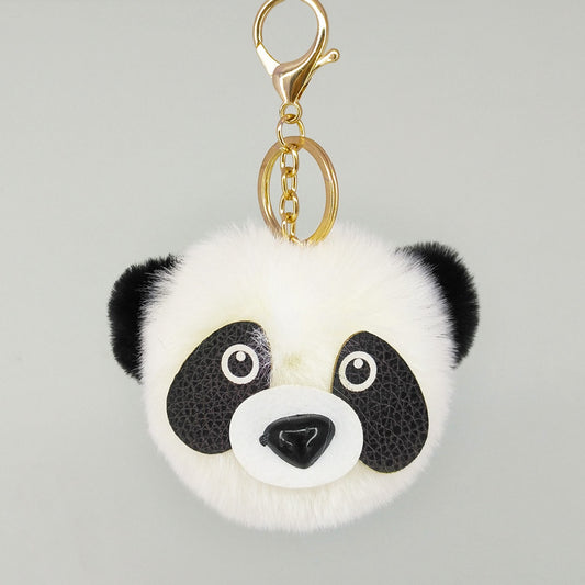 🐼✨ Fluffy Panda Pom Keychain