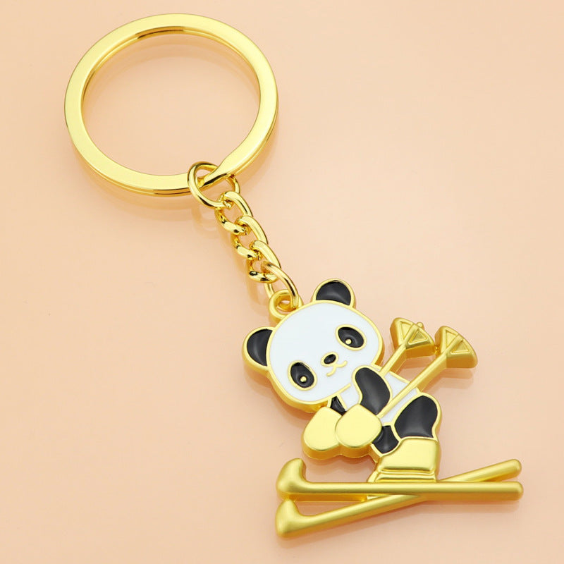 🐼⛷️ Panda Skier Keychain – Cute Metal Charm for Bags, Keys & Gifts