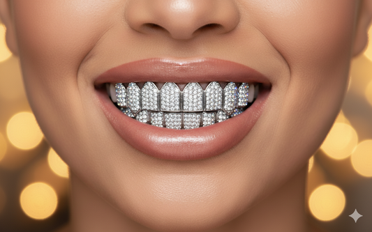 Shiny Cubic Top & Bottom Charm Grills Set For Halloween Party