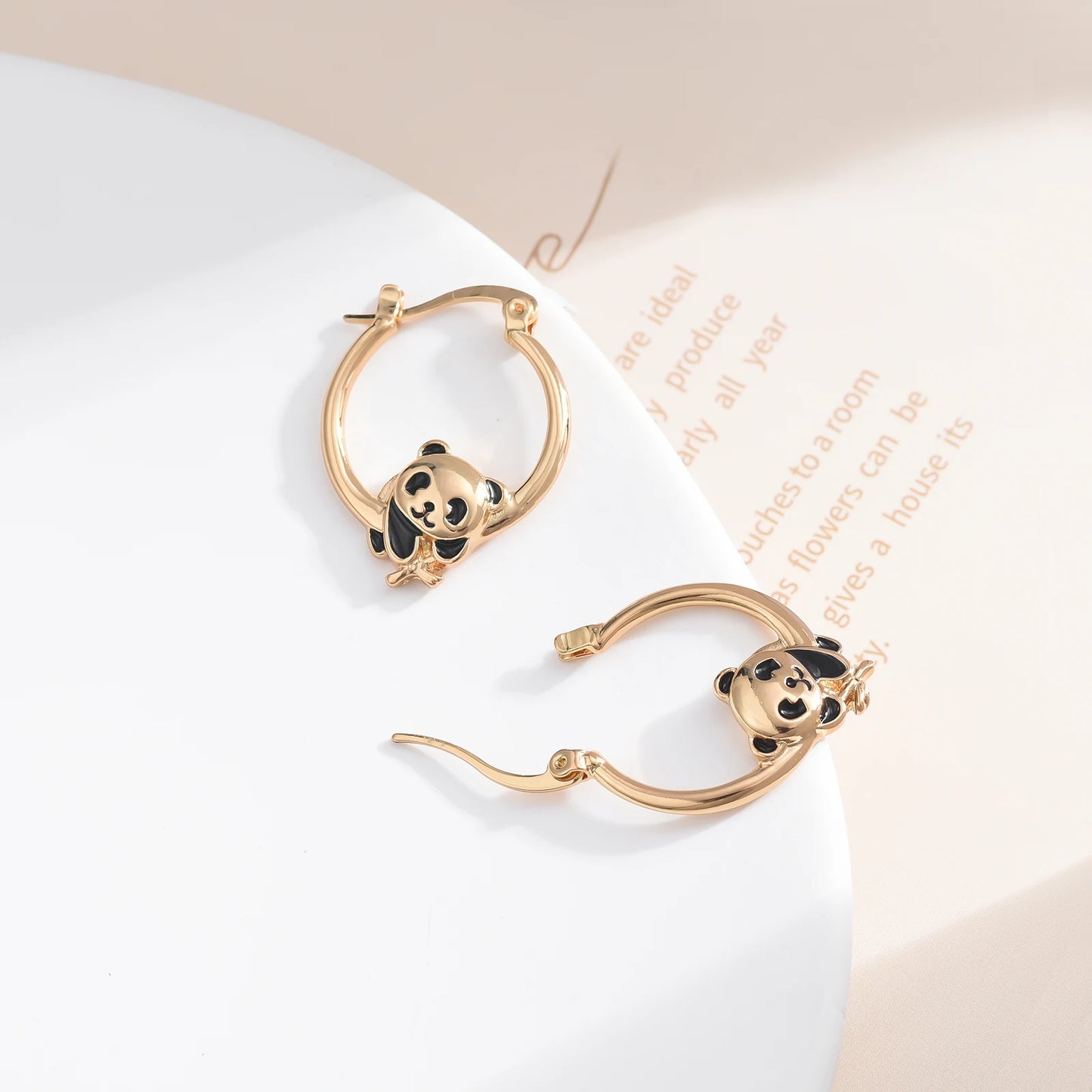 🐼✨ Gold Panda Hoop Earrings – Cute, Minimal & Elegant