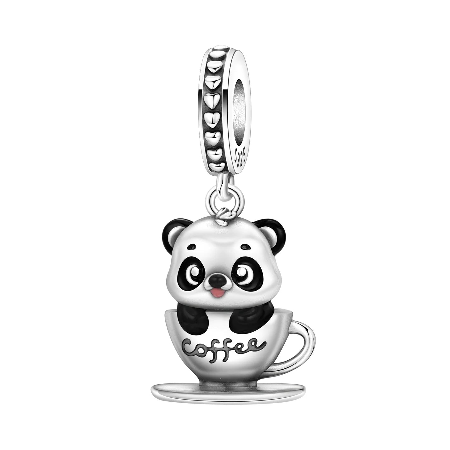 🐼☕ 925 Sterling Silver Panda Coffee Cup Charm –  Compatible Bead