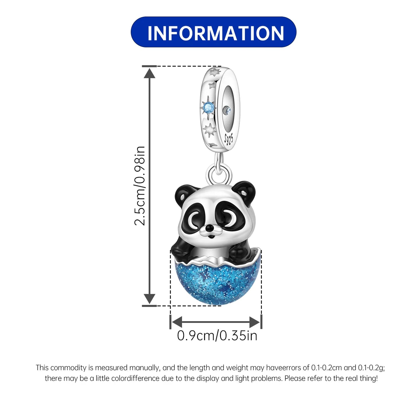 🌙🐼 925 Silver Panda on the Moon Charm – Sterling Silver Compatible Bracelet Charm