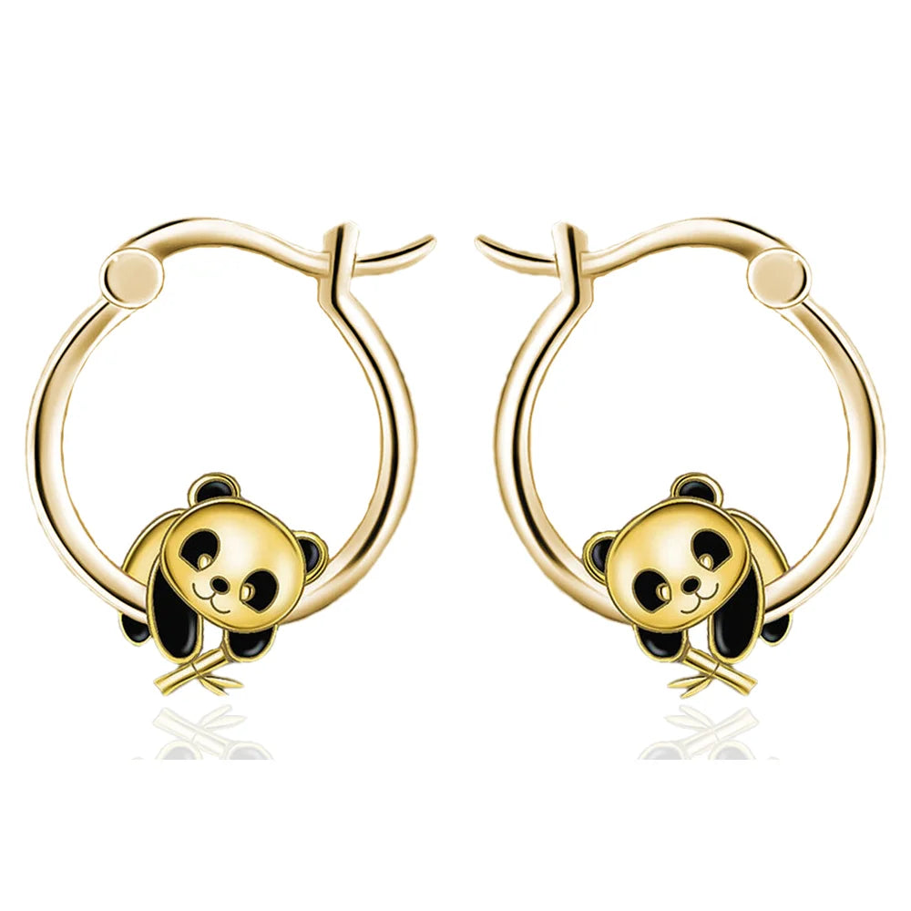 🐼✨ Gold Panda Hoop Earrings – Cute, Minimal & Elegant