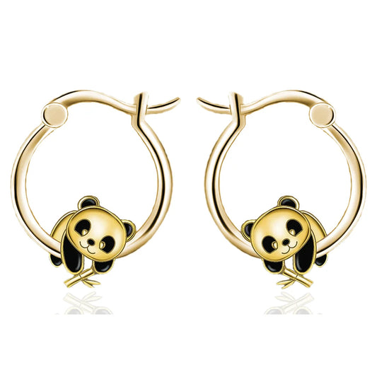 🐼✨ Gold Panda Hoop Earrings – Cute, Minimal & Elegant