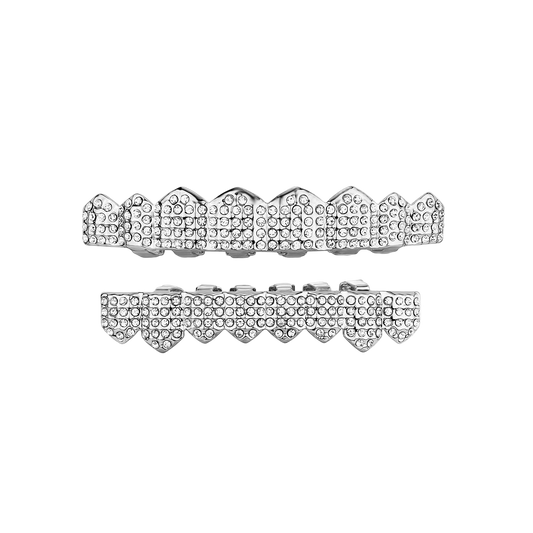 Shiny Cubic Top & Bottom Charm Grills Set For Halloween Party