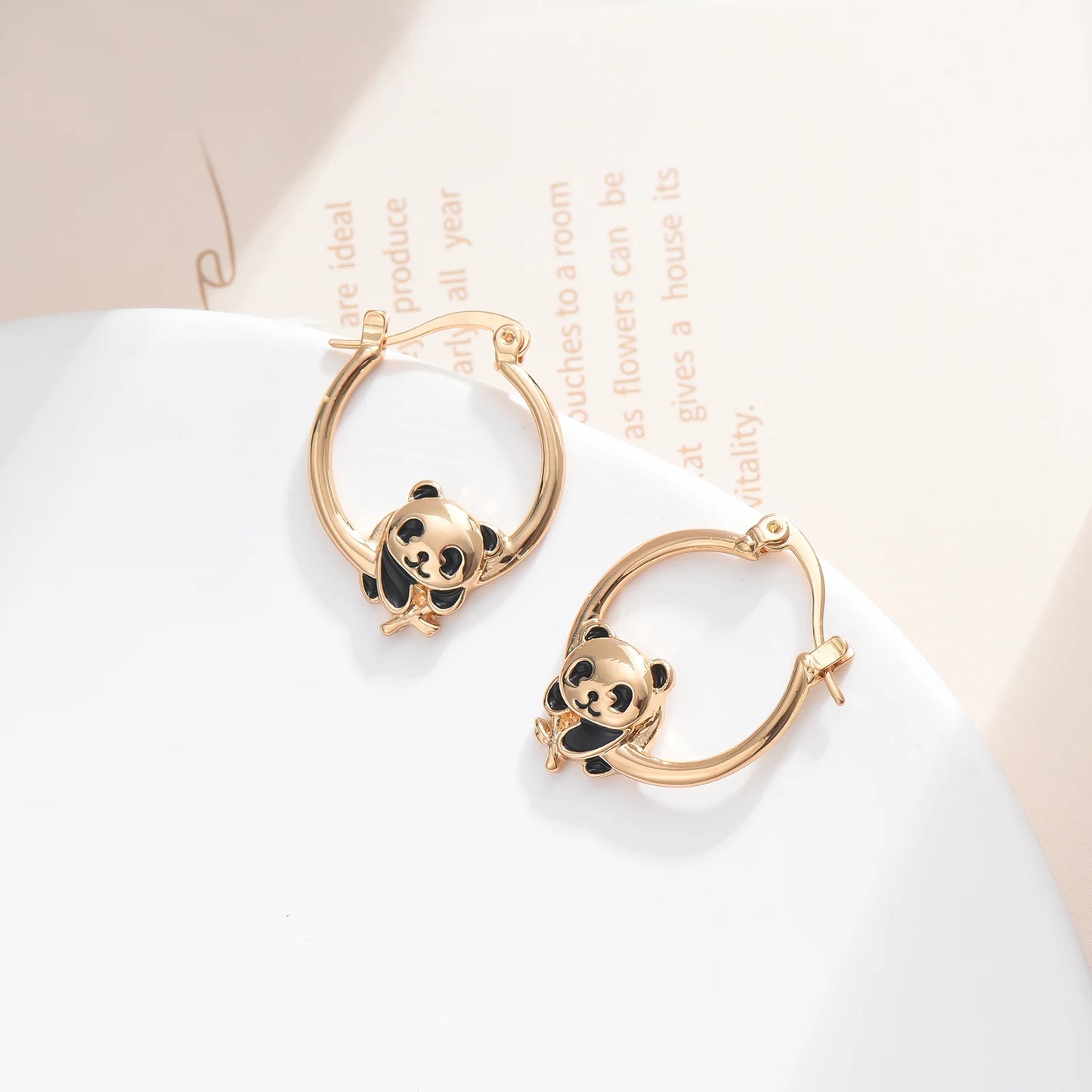🐼✨ Gold Panda Hoop Earrings – Cute, Minimal & Elegant