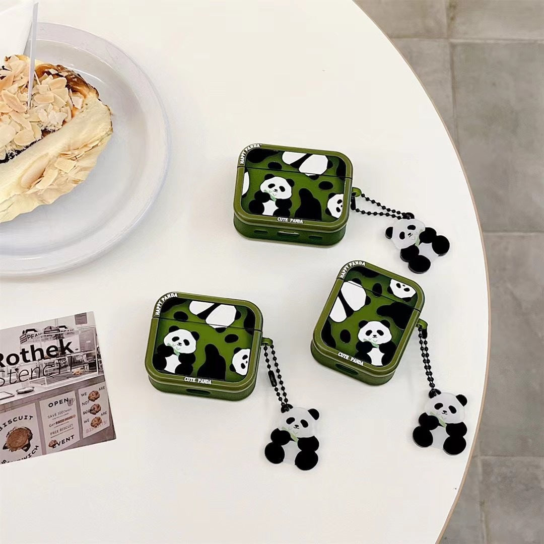 🐼💚 Green Panda AirPods Case – Protective Silicone Cover with Panda Charm